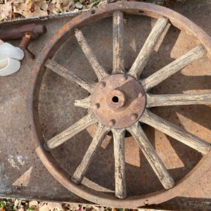 Antique wagon wheel w/ wood spokes