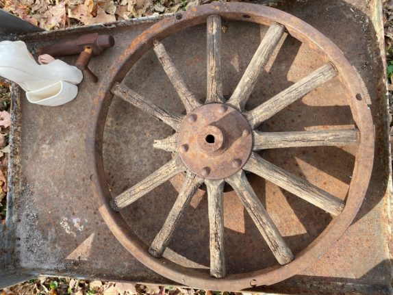 Antique wagon wheel w/ wood spokes