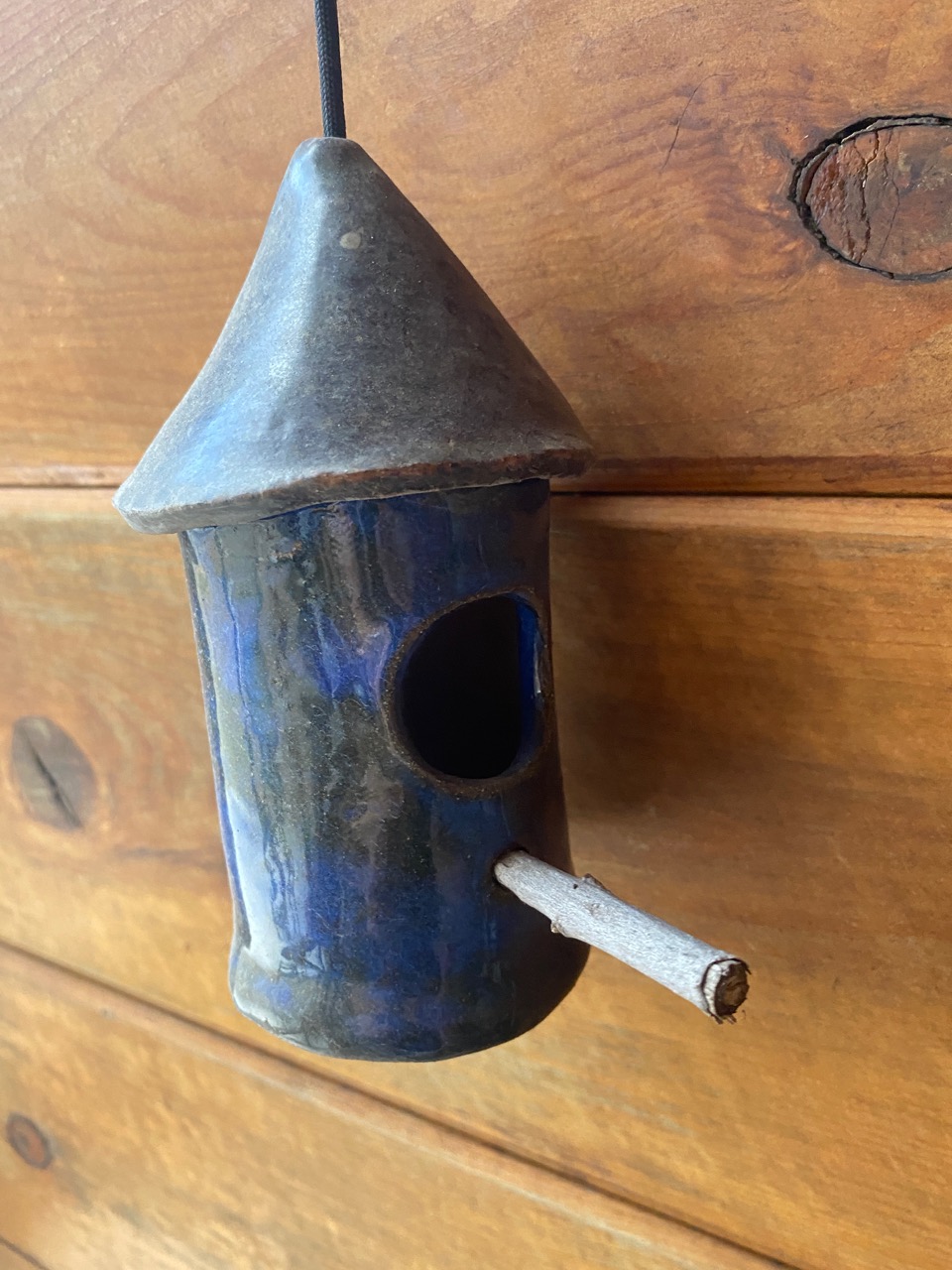 Little handbuilt ceramic birdhouse